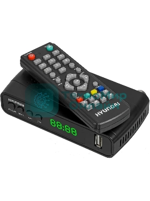 Приставка для цифрового ТВ Hyundai H-DVB520 черный, DVB-T2, DVB-T, DVB-C, HDMI, USB 2.0 х2