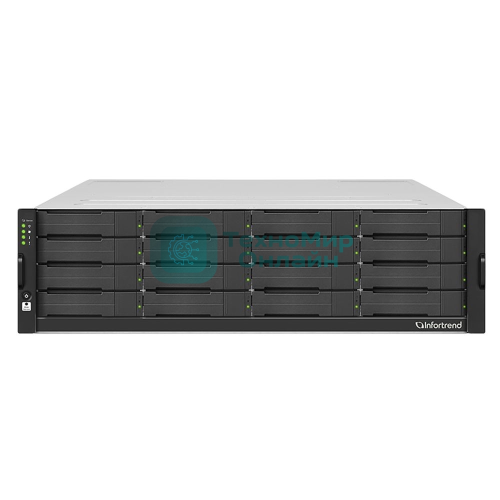 Сетевой накопитель Infortrend GSi 5016GU-F 3U/16bay, single controller system including 1xIntel Xeon E-2278GE CPU, 2x8Gb memory, 1x12Gb/s SAS EXP ports, 4x1GbE LAN ports, 2xGraphic card slots, 2x(PSU+FAN Module), 16xHDD trays and 1xRackmount kit