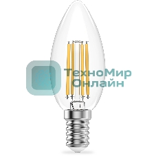 Лампа светодиодная филаментная Gauss Filament 10Вт цок.: E14 свеча св. свеч. бел. теп. (упак.: 10 шт)