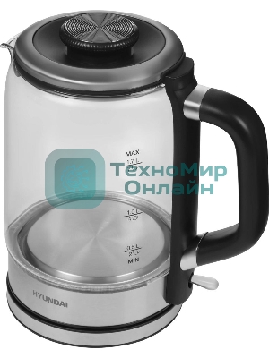 Чайник электрический Hyundai HYK-G5501 1.7 л, 2200 Вт, серебристый/черный