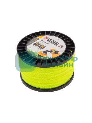 Леска для триммера Denzel витой квадрат, 2,7мм х 196м, на DIN катушке FLEX CORD