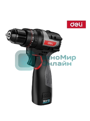 Дрель-шуруповерт Deli DE-CZ16-1D2, 16 В, 2 Ач, 45 Нм, бесщеточный, ударный