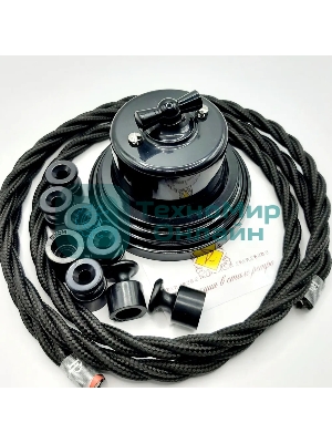 Выключатель проходной поворотный Bironi B1-201-23 1-кл. ОП Лизетта 10А IP20 ретро 4 полож. ABS-пластик черный