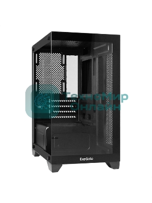 Компьютерный корпус Minitower ExeGate i3 SEA LE (mATX, без БП, 1хUSB+1хUSB 3.0, HD аудио, черный, передняя и боковая панели - закаленное стекло)