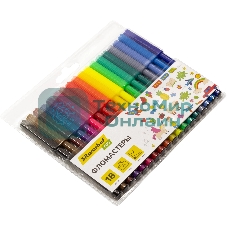 Фломастеры Silwerhof Eco 7.2мм 125мм, круглый корпус, вентилируемый колпачок, 18 цветов, пакет с европодвесом