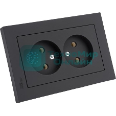 Розетка 2-м AtlasDesign без заземл. 16А в сборе карбон SchE ATN001020