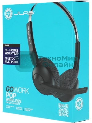 Гарнитура JLab GO Work Pop Wireless Headphones чёрный, беспроводная, Bluetooth, до 50 ч