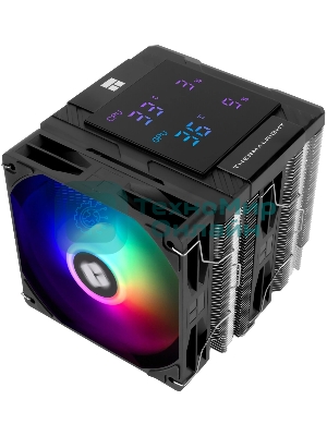 Кулер для процессора Thermalright Peerless Assassin 120 Digital Black ARGB (4-pin PWM, LED temp., 162mm, Ni/Cu, 6x6mm, ARGB, 2x120mm, 88.89CFM, 25.6dBA, 1850RPM, S: 1851, 1700, 1200, 115X, AM5, AM4, black)