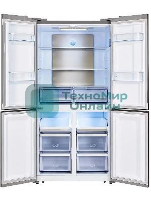 Холодильник LEX LCD505XID серебристый трехкамерный 321/144л морозилка снизу, No Frost, Side by Side