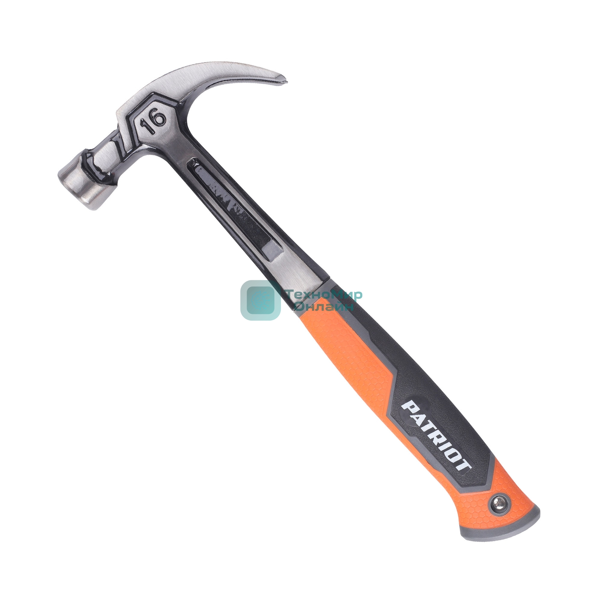 Молоток-гвоздодер цельнокованый Patriot FCH 450, кругл.боек 450 гр, 50-58 HRC, фиберглас.рукоять, прямой гвоздодер малый вес, компактный размер, антивибрацион.система, магнитный гвоздодержатель, 775 гр