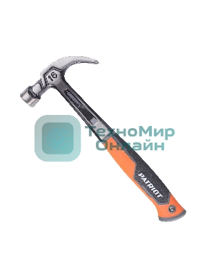 Молоток-гвоздодер цельнокованый Patriot FCH 450, кругл.боек 450 гр, 50-58 HRC, фиберглас.рукоять, прямой гвоздодер малый вес, компактный размер, антивибрацион.система, магнитный гвоздодержатель, 775 гр
