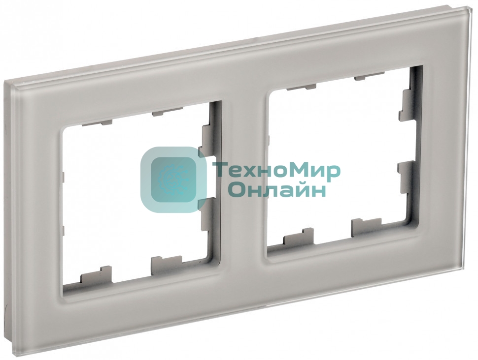 Рамка 2-местная IEK BRITE РУ-2-2-БрД стекло дымчатый