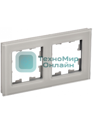 Рамка 2-местная IEK BRITE РУ-2-2-БрД стекло дымчатый