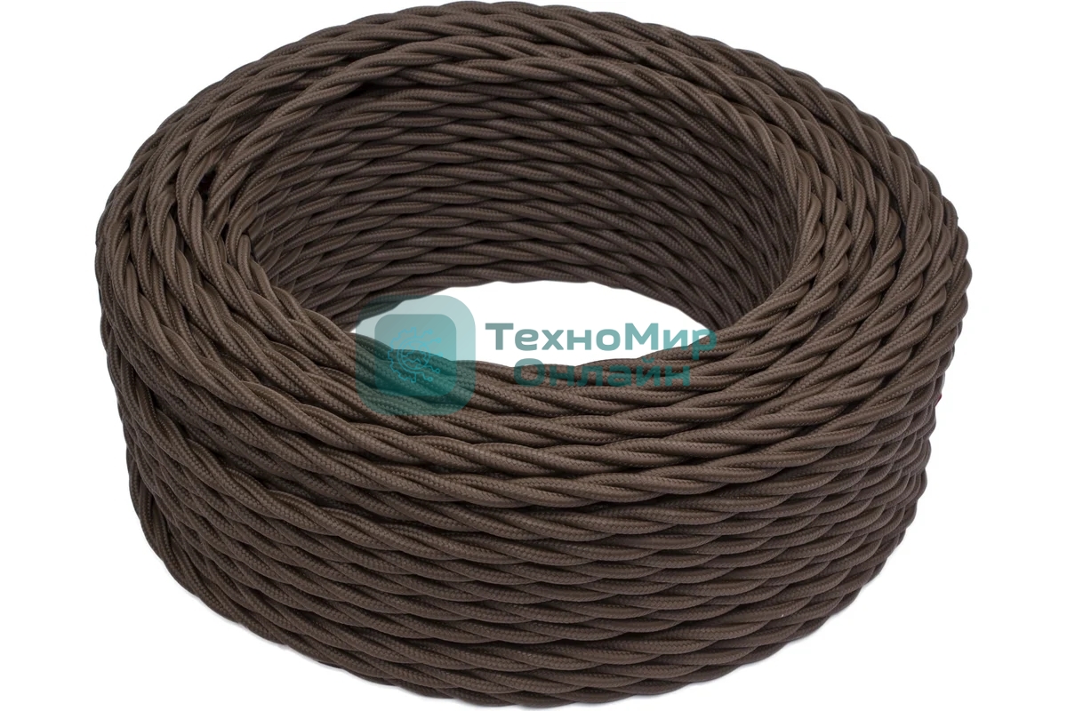 Провод ретро Bironi B1-434-72-50 3х1.5 матовый коричневый (уп. 50 м)