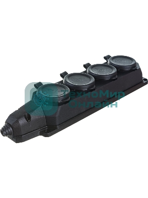Колодка каучуковая ЭРА 4-м с заземл. 16А IP44 черный