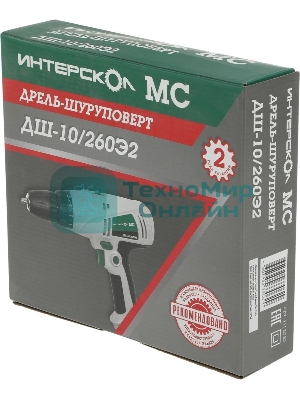 Дрель-шуруповерт ИНТЕРСКОЛ ДШ-10/260Э2, 260 Вт, 35 Нм, щеточный
