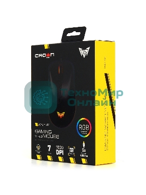Мышь проводная Crown CMGM-904 черный, 7000 dpi, USB, кнопки - 7