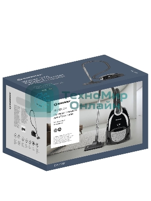 Пылесос с тканевым пылесборником Eurostek EVC-2001 черный, максимальная мощность 2000 Вт., мощность всасывания 380 Вт