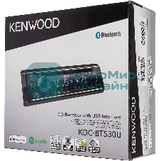 Автомагнитола Kenwood KDC-BT530U, 1 DIN, CD, Bluetooth, USB Type-A, AUX, съёмная панель