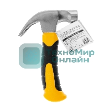 Молоток-гвоздодер мини Denzel, боек с магнитом, фибергласовая двухкомпонентная рукоятка, 9oz, 250г