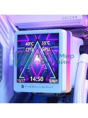 Водяное охлаждение для процессора Thermalright Grand Vision 240 (240mm, LED, White, ARGB/Fans: 2x120mm, 80.45CFM, 29.4dBA, 2150RPM/Pump height 72.5mm, 6400RPM, Rad thickness 27mm/S: 1700, 1200, 1851, 115X, 2011, 2066, AM5, AM4)