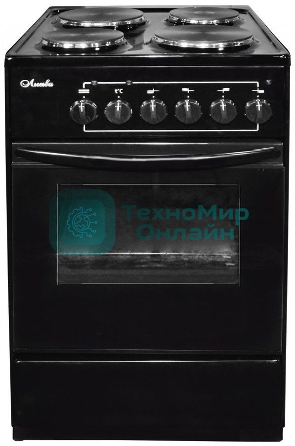 Плита электрическая Лысьва ЭП 401 СТ черный, конфорок 4 электрических, духовка 57 л, 50 см x 84 см x 60 см (без крышки)