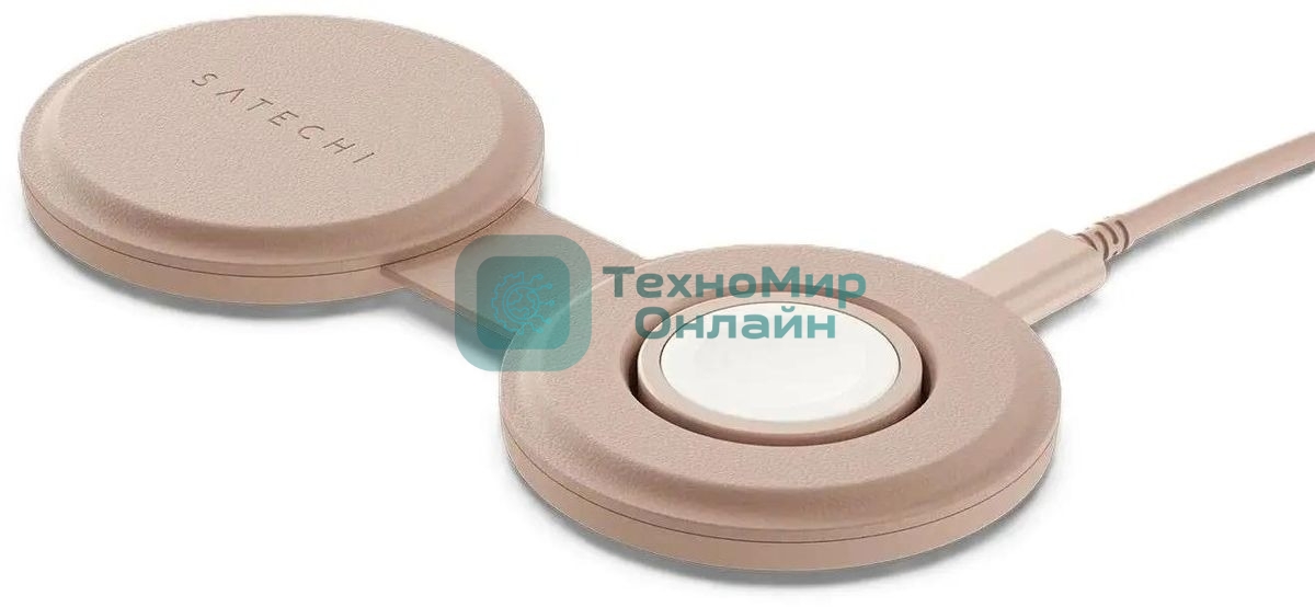 Переносное зарядное устройство Satechi Qi2 OntheGo 2-in-1 Wireless Charger, нежно-розовый