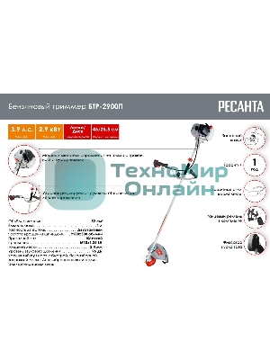 Бензиновый триммер Ресанта БТР-2900П 70/2/44