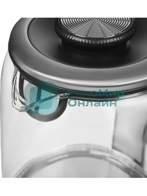 Чайник электрический Hyundai HYK-G5501 1.7 л, 2200 Вт, серебристый/черный