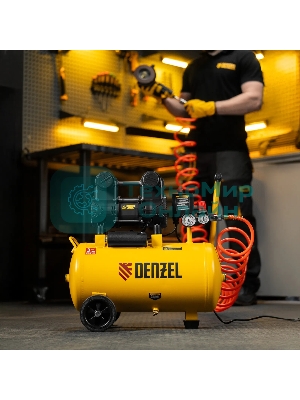 Компрессор безмасл. малошумный Denzel DLP-950/24, 950 Вт, 24 л, 2850 об/мин, 170 л/мин