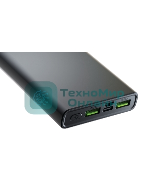 Портативный аккумулятор OLMIO QR-10, 10000mAh, 22.5W, QuickCharge3.0/PowerDelivery, LCD, серый