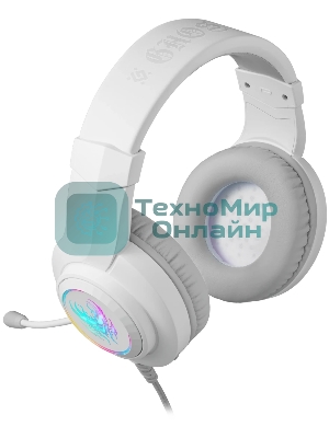 Гарнитура Defender Ghost LED белый, проводная, USB / 2 x mini jack 3.5 мм, подсветка
