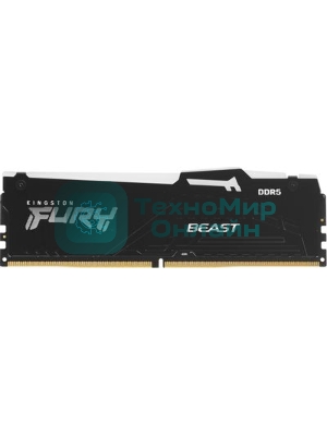 Оперативная память Kingston Fury Beast RGB, DDR5, 32GB (1x32GB), 6400 MHz, CL32, с радиатором, RGB, черный