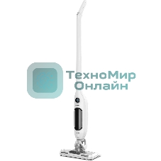 Пылесос вертикальный Coolfort CF-3005 белый, питание от аккумулятора, 85 Вт, уборка сухая/влажная, пылесборник 0.3 л, работа от АКБ max 15 мин