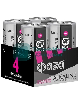Элемент питания алкалиновый C/LR14 1.5В Alkaline Pack-4 (уп.4шт) ФАZА 5033160