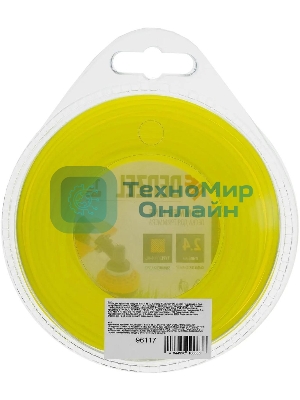 Леска для триммера Denzel квадрат 2,4 мм х 15 м, блистер FLEX CORD