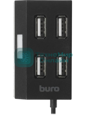 USB-концентратор Buro BU-HUB4-U2.0, USB 2.0, USB 4 порта, USB