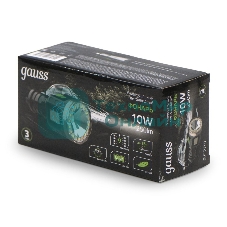 Фонарь ручной Gauss GFL209 черный 10Вт лам.:светодиодный встроенный аккумулятор