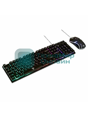 Комплект клавиатура+мышь Nakatomi KMG-2305U проводной, USB, 1600 DPI, черный