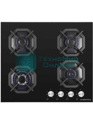 Газовая варочная панель Maunfeld EGHG.64.23CB/G, 4 конфорки, закаленное стекло, черный