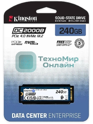 Накопитель SSD Kingston DC2000B, 240Gb, PCIe 4.0 x4, M.2 2280, R/W 4500/400