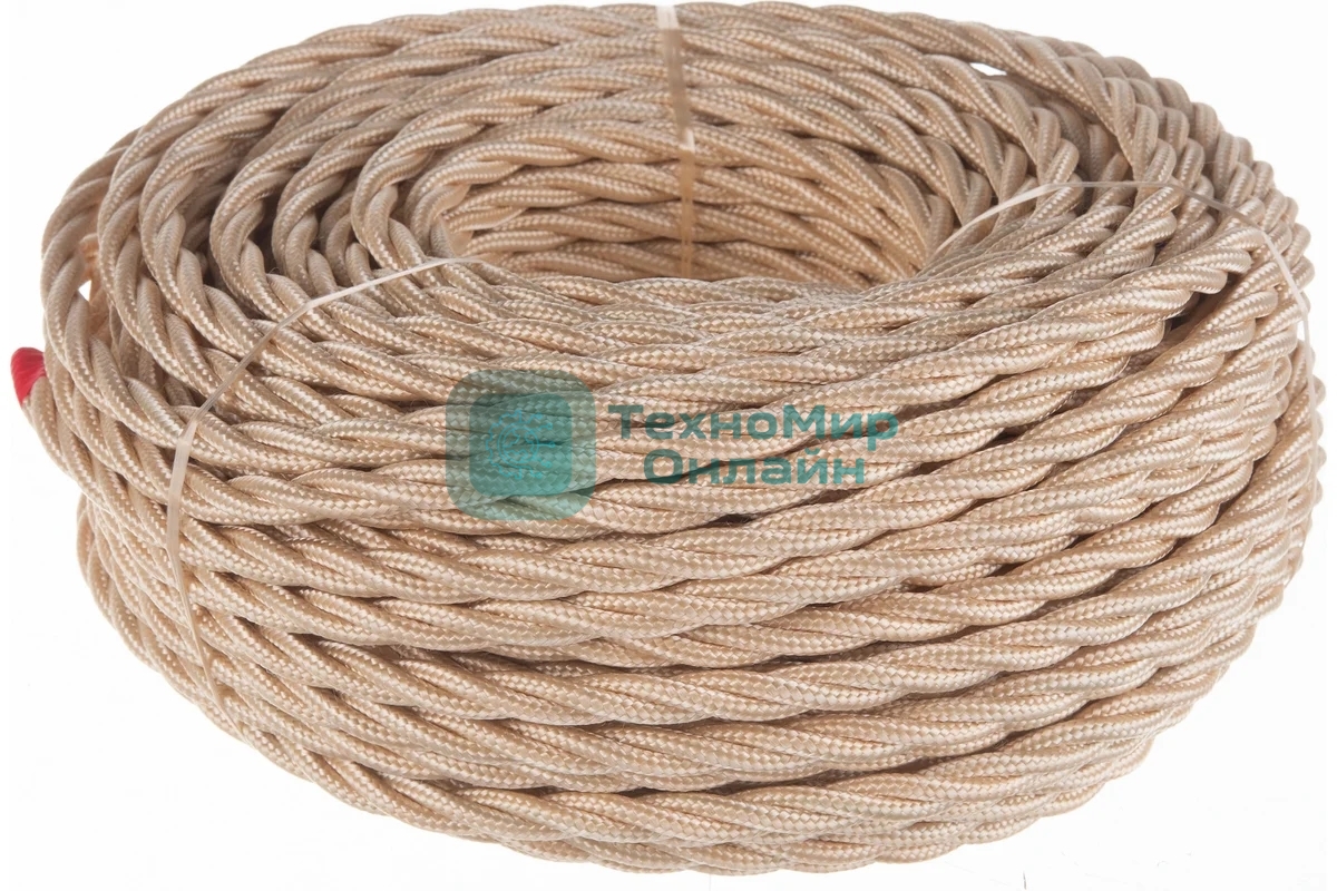 Провод ретро Bironi B1-435-719-50 3х2.5 матовый песочное золото (уп. 50 м)