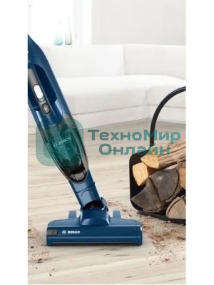 Пылесос вертикальный Bosch BBHF216 синий, питание от аккумулятора, 14.4 Вт, уборка сухая, пылесборник 0,4 л