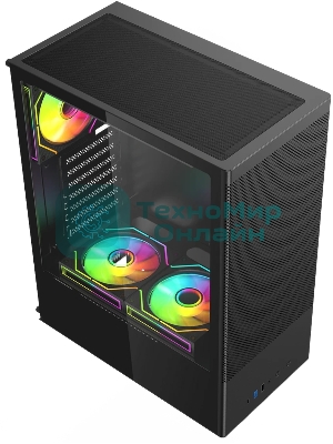Компьютерный корпус ACD Citadel 108B ATX, Type-C + 2XUSB ports + HD audio combo, Mesh, TG, черный.