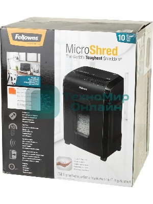Шредер Fellowes Powershred 10M FS-4630601 DIN P-5, 2х15мм, 10лст., 19лтр., Safety Lock, с микрорезкой