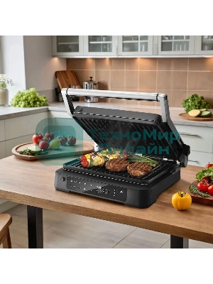 Электрогриль Kitfort КТ-3675 2000Вт серебристый/черный