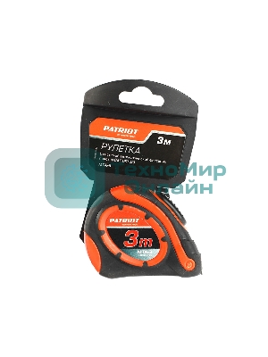 Рулетка PATRIOT MTA-3, автостоп, ударопрочный корпус, обрезиненная, 3м