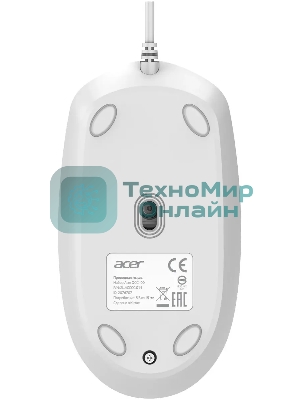 Комплект клавиатура+мышь Acer OCC400 проводной, USB, 2000 DPI, белый