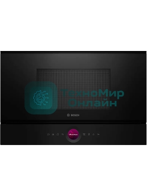 Встраиваемая микроволновая печь Bosch BER7321B1 900Вт, 5 режимов, кварцевый гриль,инвертер, 21 л, черный, петли справа