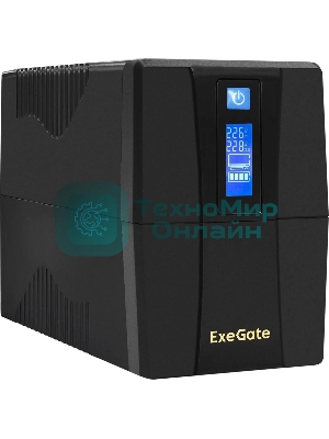 Источник бесперебойного питания ExeGate EP285580RUS SpecialPro Smart LLB-600.LCD.AVR.EURO.RJ.USB 600VA/360W, LCD, AVR, 2 евророзетки, RJ45/11, USB, черный